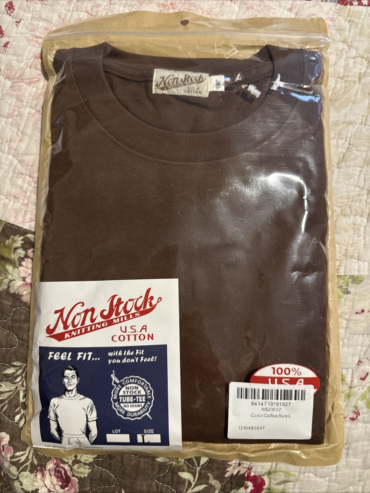Non Stock V-Neck Short Sleeve T-Shirt – L Large new brown