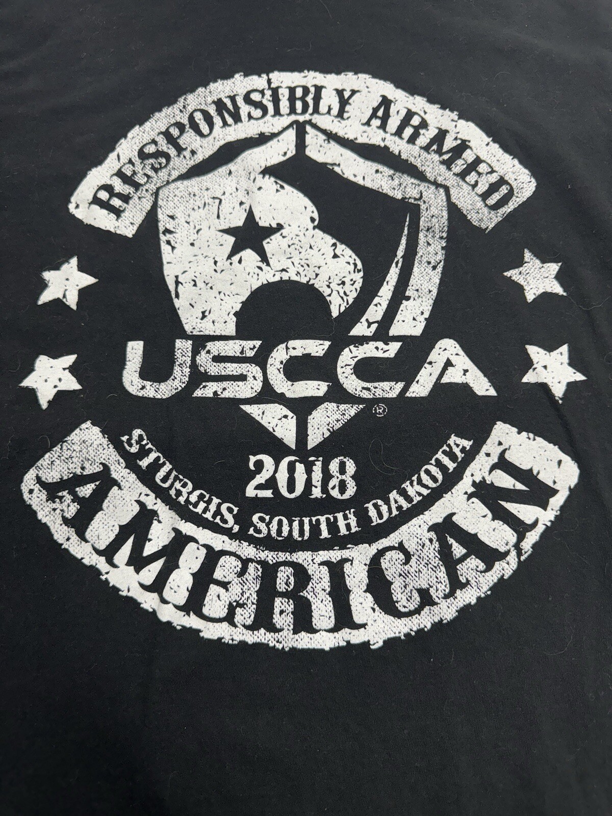 USCCA Sturgis South Dakota Responsibly Armed American 2018 T-shirt Size Medium