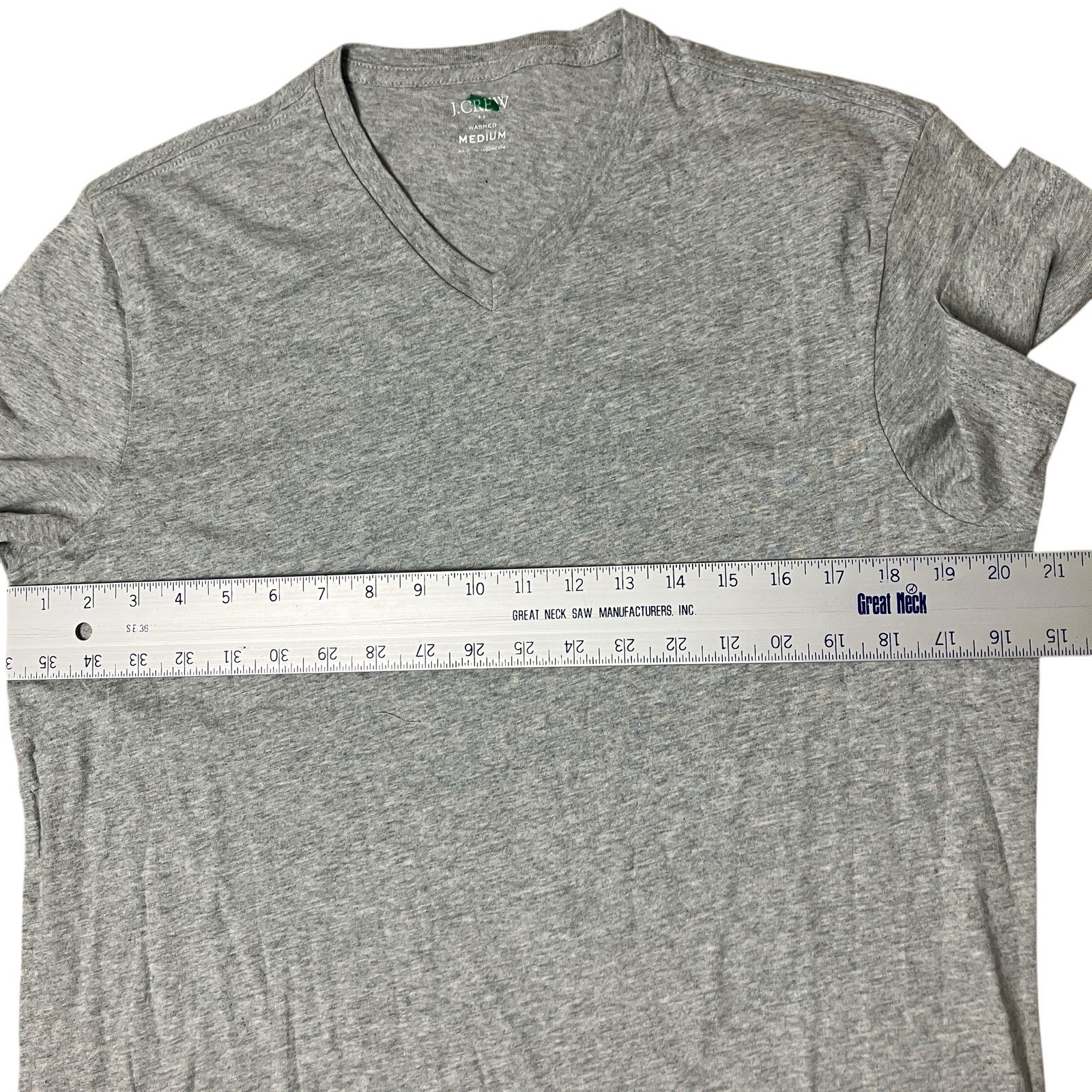 J Crew T-Shirt Mens M Gray Heather V-Neck Basic Washed Jersey Casual Minimalist