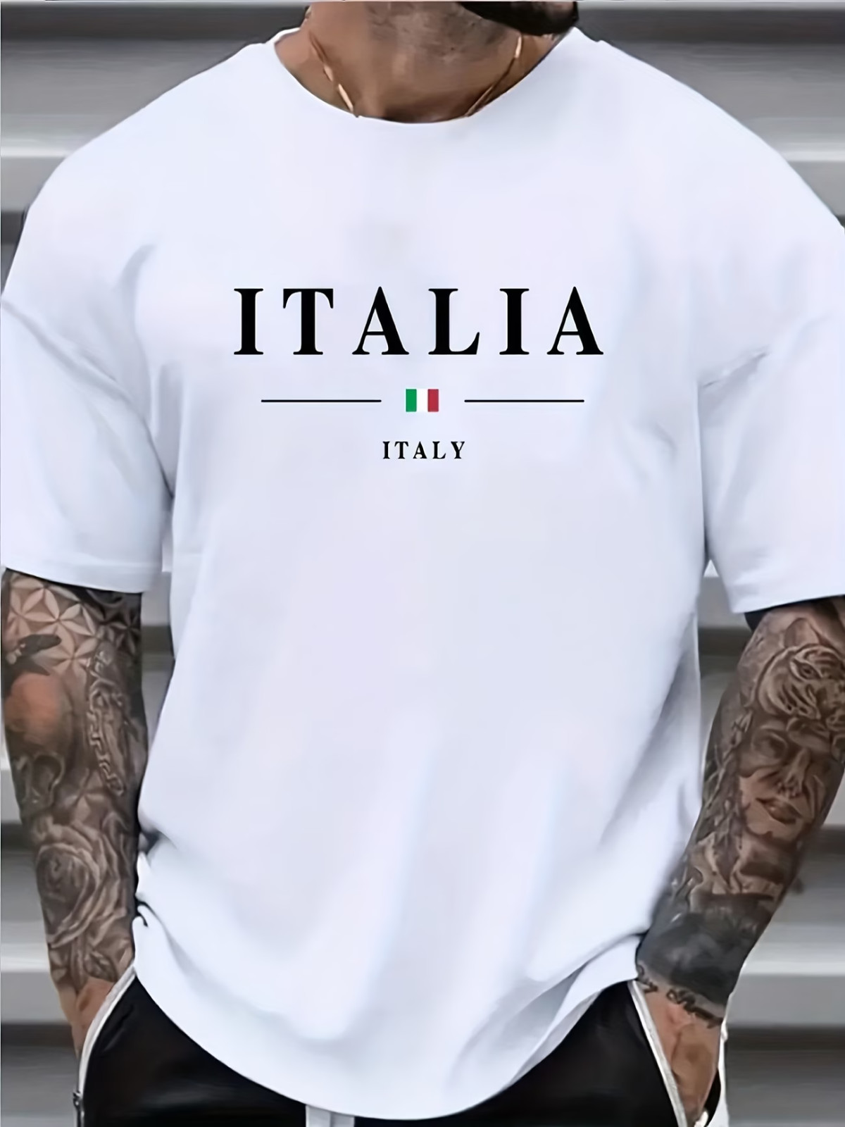 Italian Flag T-Shirt – Heavyweight 100% Cotton Crewneck Tee with ITALIA
