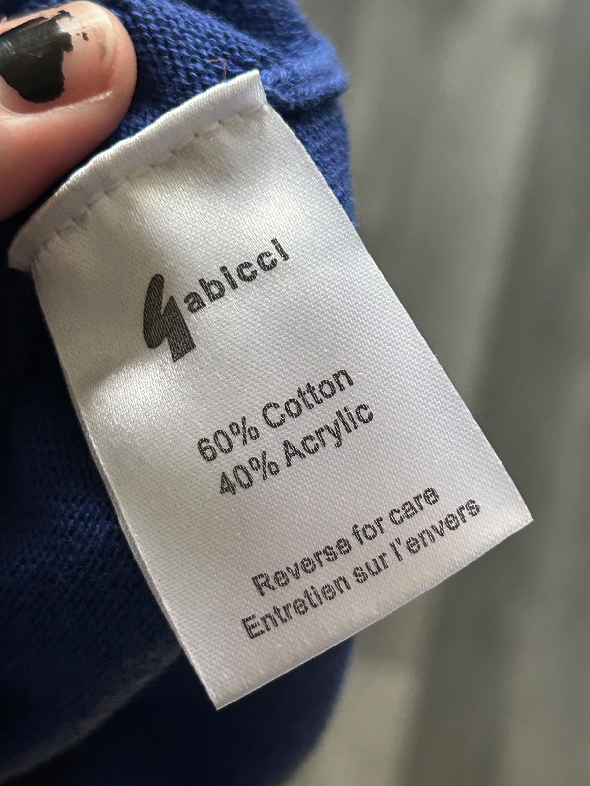 Gabicci Knit T Shirt Medium Blue Ringer High Round Neck Short Sleeve Pocket Tee