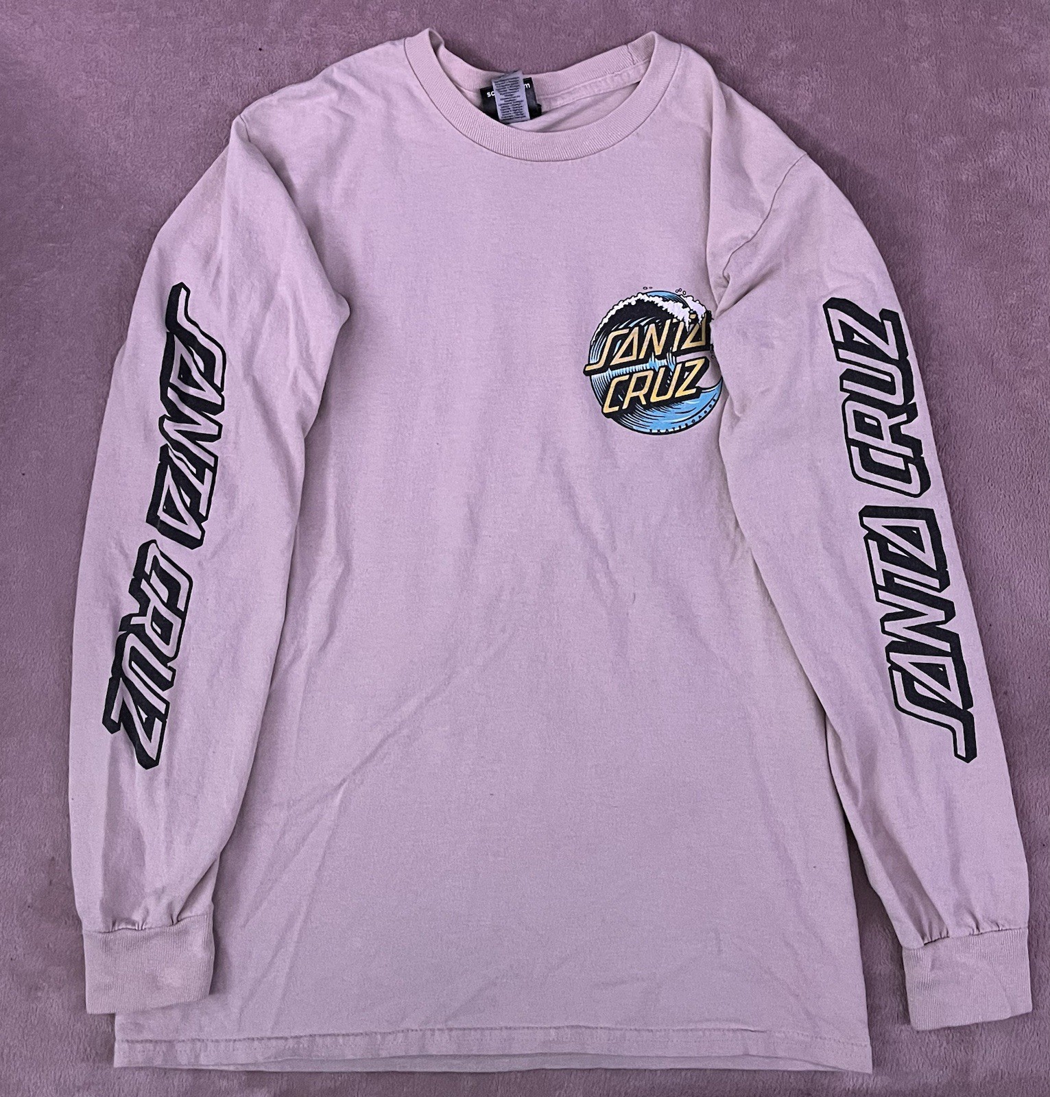 Santa Cruz Men’s Light brown Long Sleeve Graphic T-Shirt Logo Size S