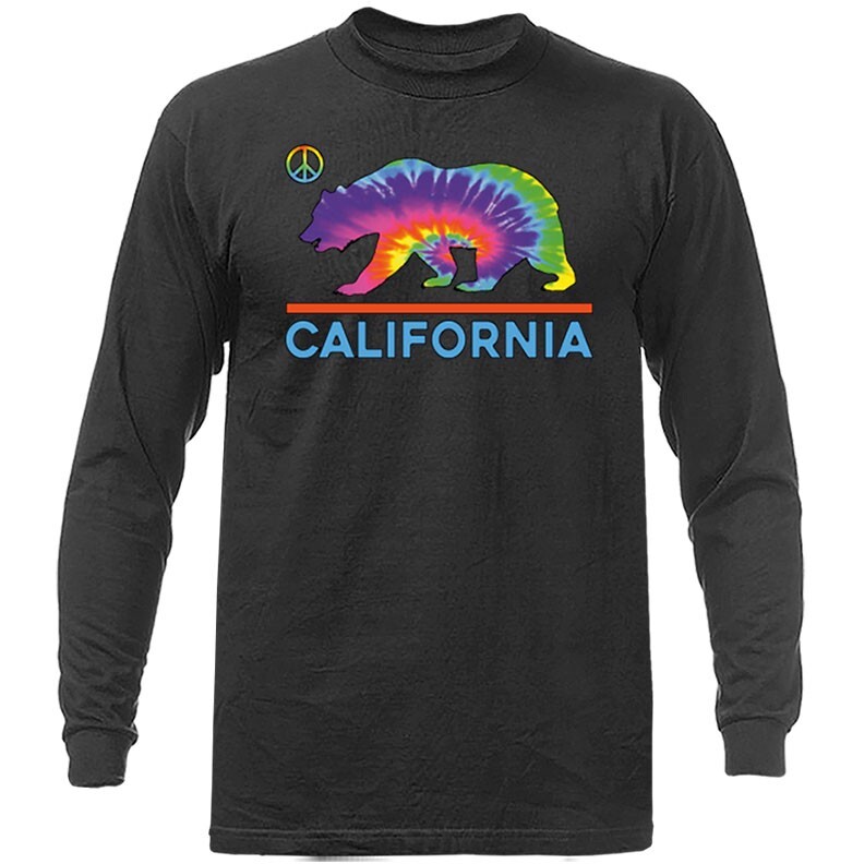 Golden State California Republic Tie Dye Bear Cali Bear Graphic Long Sleeve