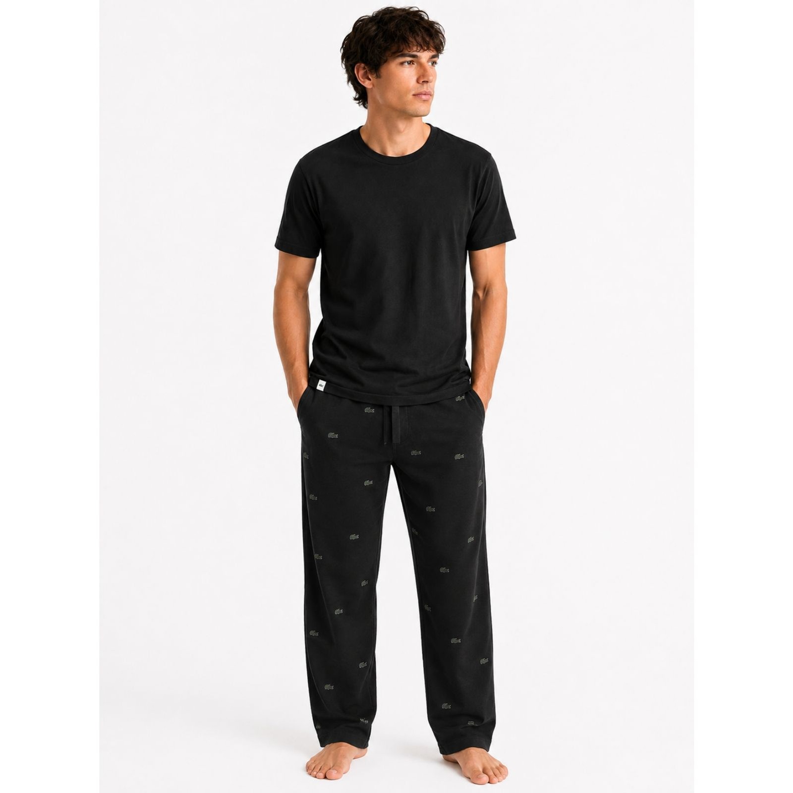 Lacoste Men’s Black Crew Neck Lounge T-Shirt XL 100% Cotton Sleepwear Pajama Top