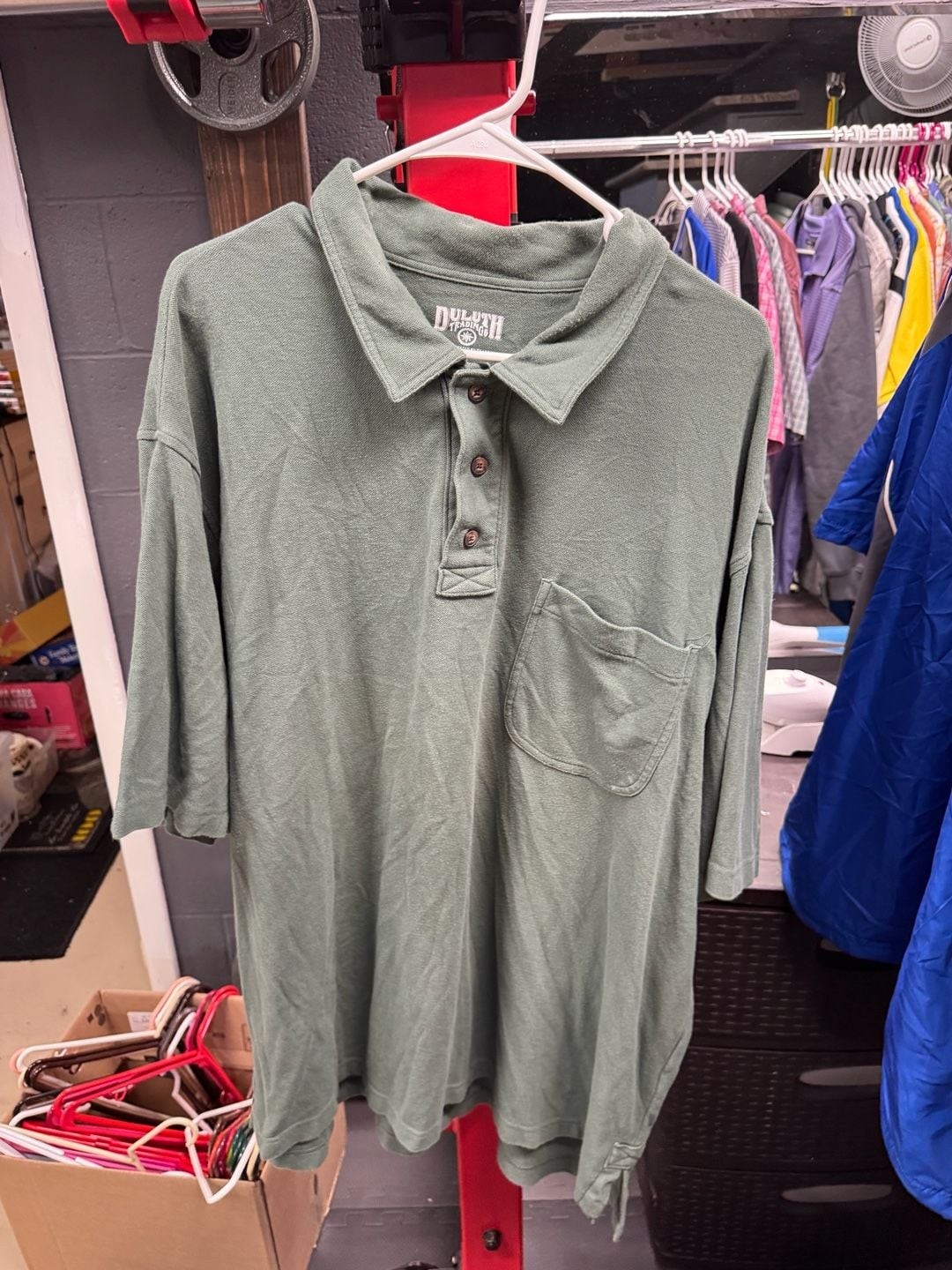 Duluth Trading Co. Men’s 2XL Short Sleeve Coolmax Cotton Pocket Polo Shirt Green