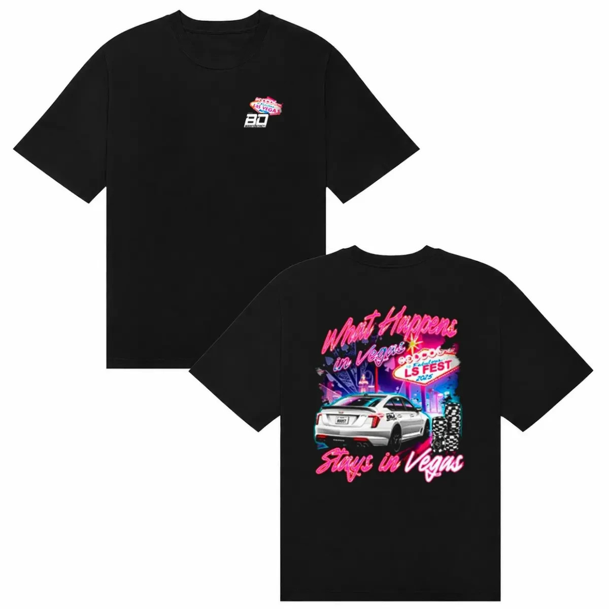 Boost District LS Fest Vegas CTS-V Graphic T-Shirt What Happens In Vegas Neon