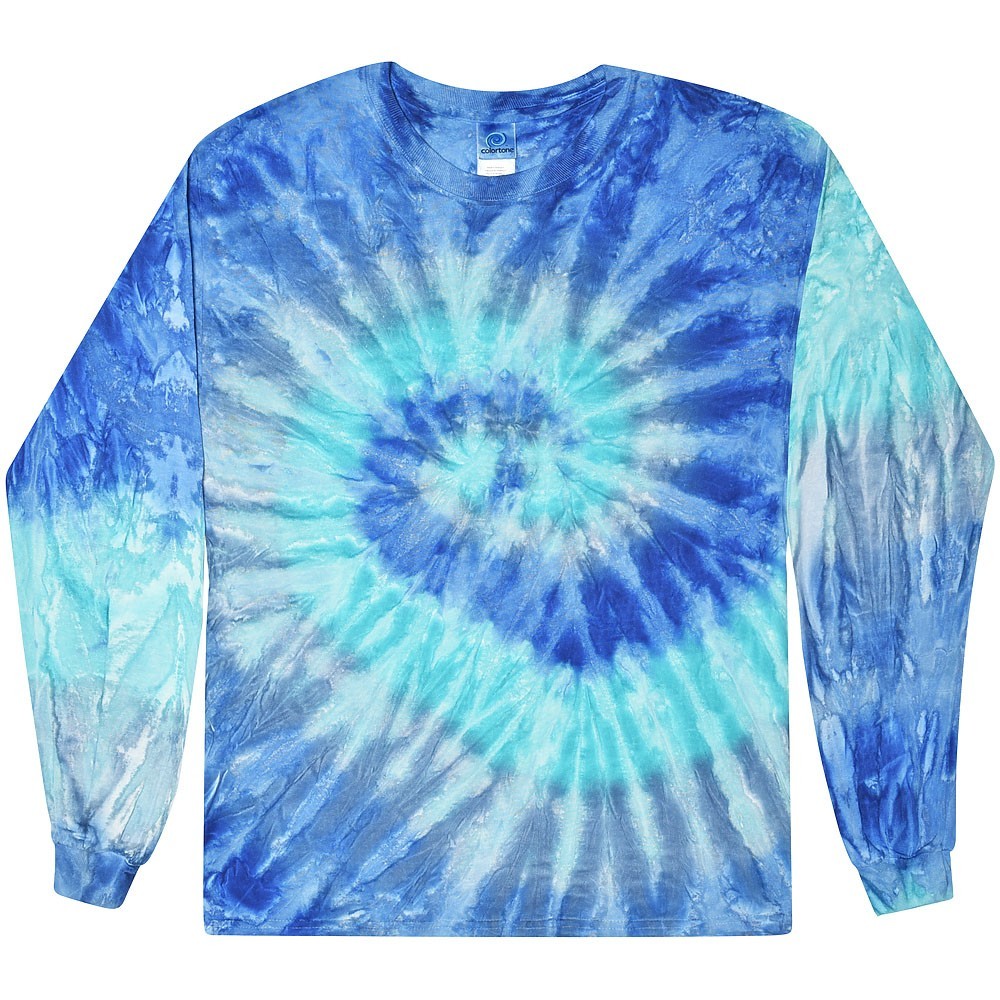 Long Sleeve Tie Dye T-Shirts Multicolor Adults & Kids Size Cotton Colortone