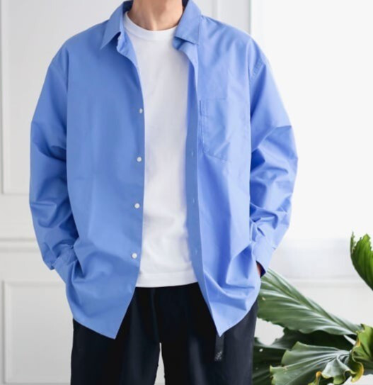 (ASK availability First) BEAMS polyester broadcloth regular collar shirt NEW