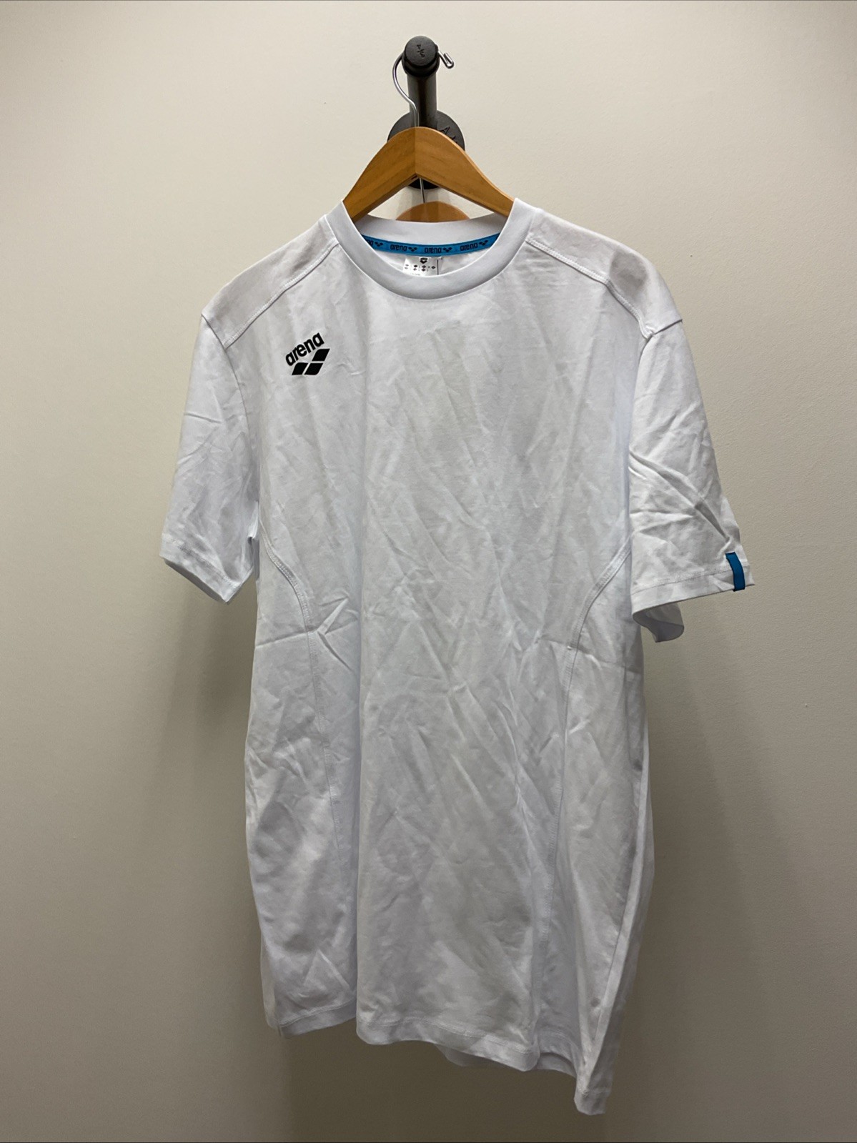 Arena Team Panel T-Shirt White Unisex Size Large 100% Cotton Performance