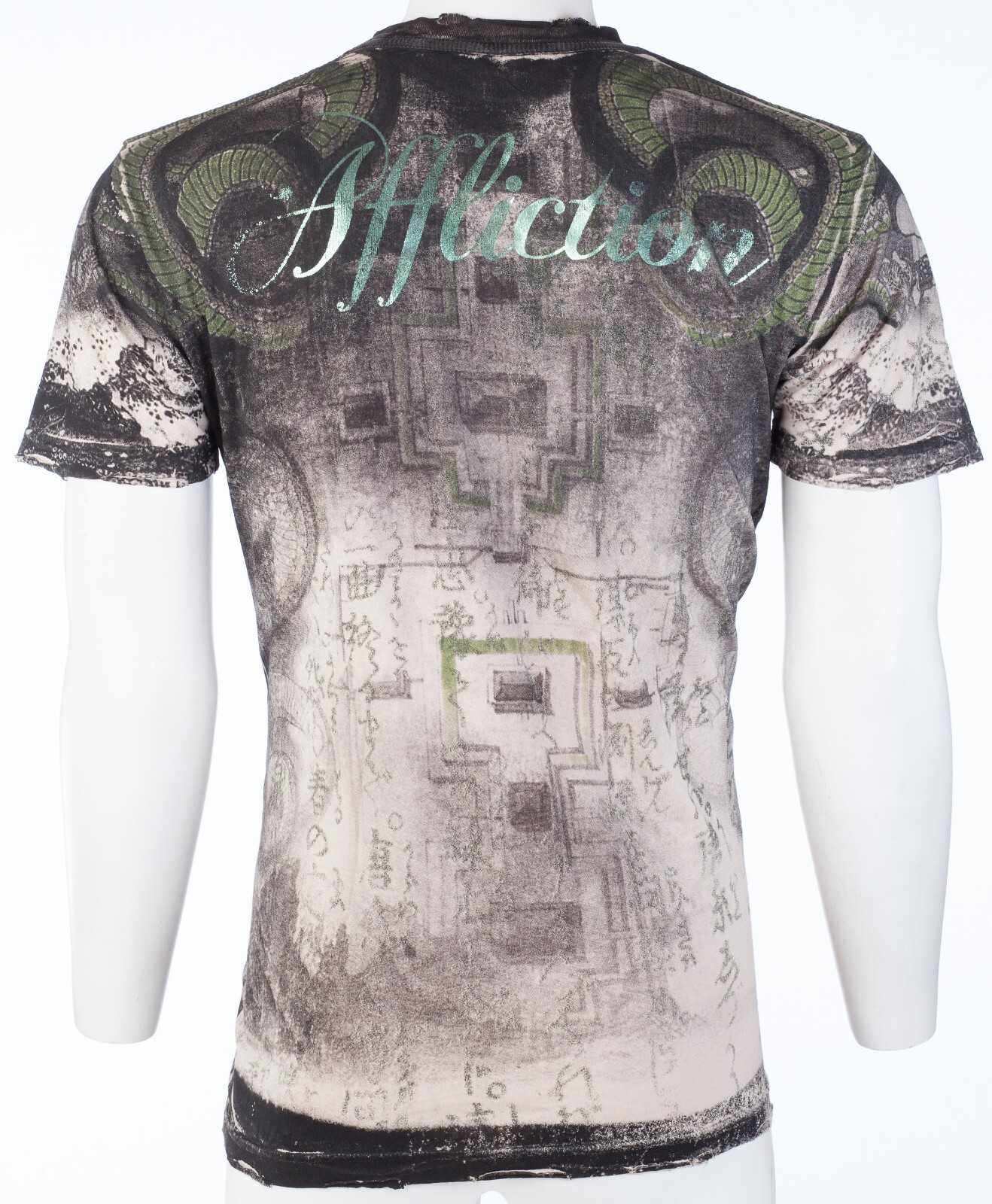 Rare $62 AFFLICTION Sand SERPEANT EMPEROR Short Sleeve Slim Fit Y2K T-shirt NWT