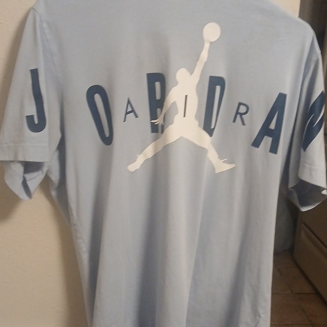 Jordan Jumpman Logo Blue Cotton Graphic Crew Neck Short Sleeve T-Shirt L