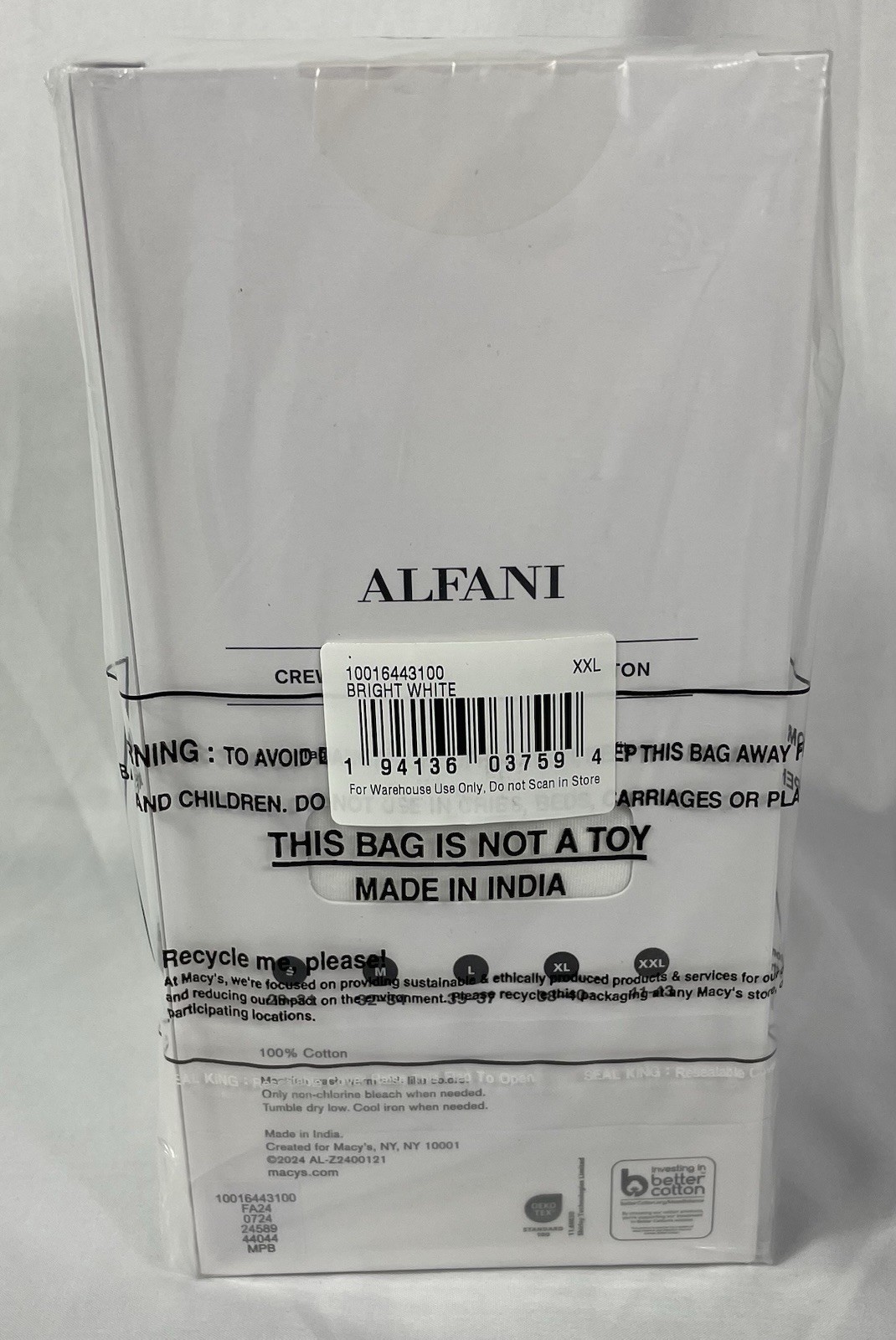 ALFANI Men’s XXL 4-Pack Slim-Fit Solid Cotton Undershirts 4 Total Shirts NWT