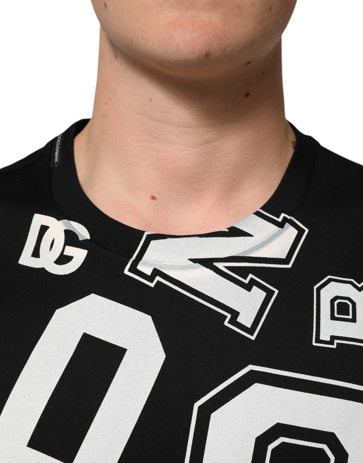 DOLCE & GABBANA T-shirt Black Cotton Letter Print Short Sleeve IT48/US38/M $900