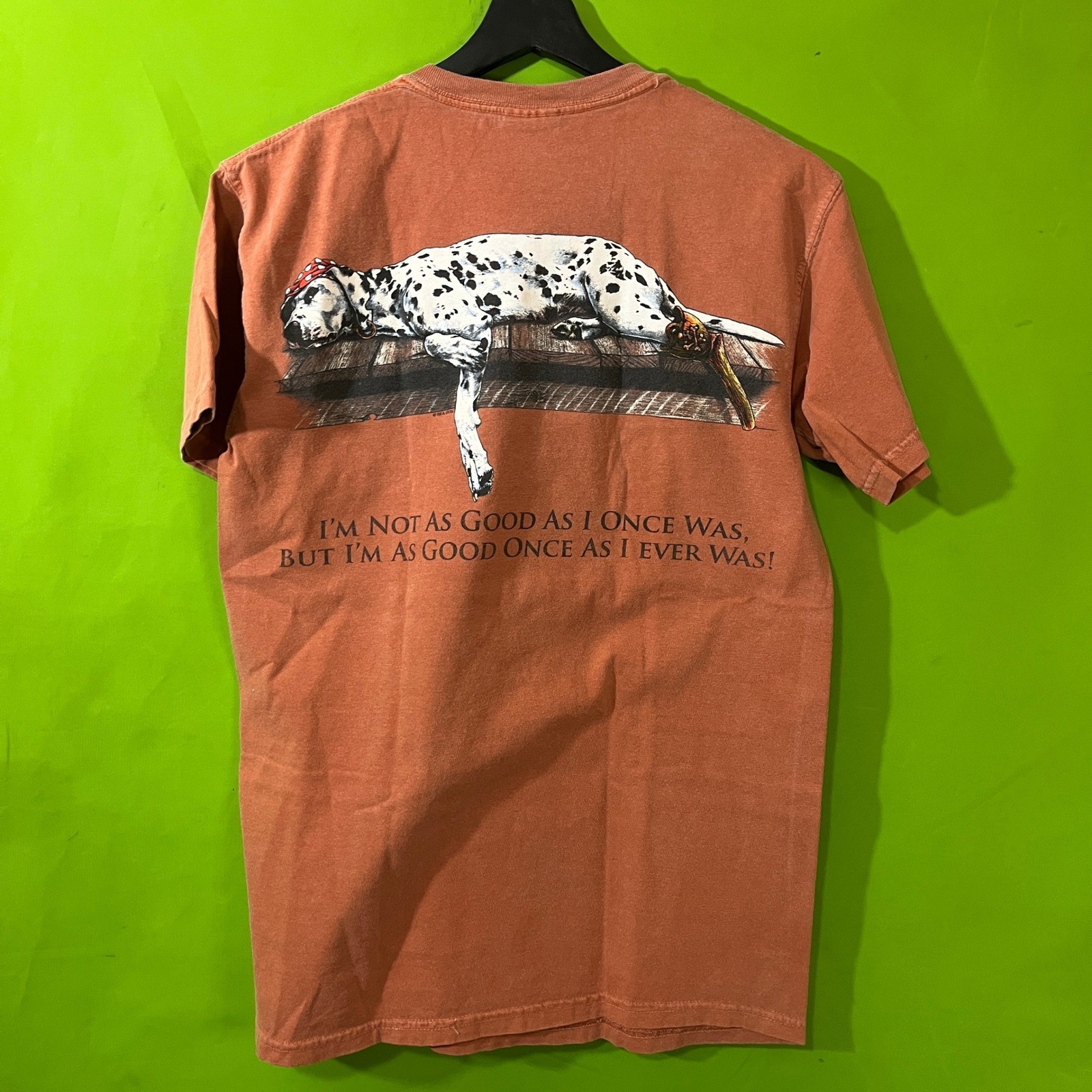 Sea Dog Dalmatian Pirate T-Shirt Terracotta Orange Small Mens