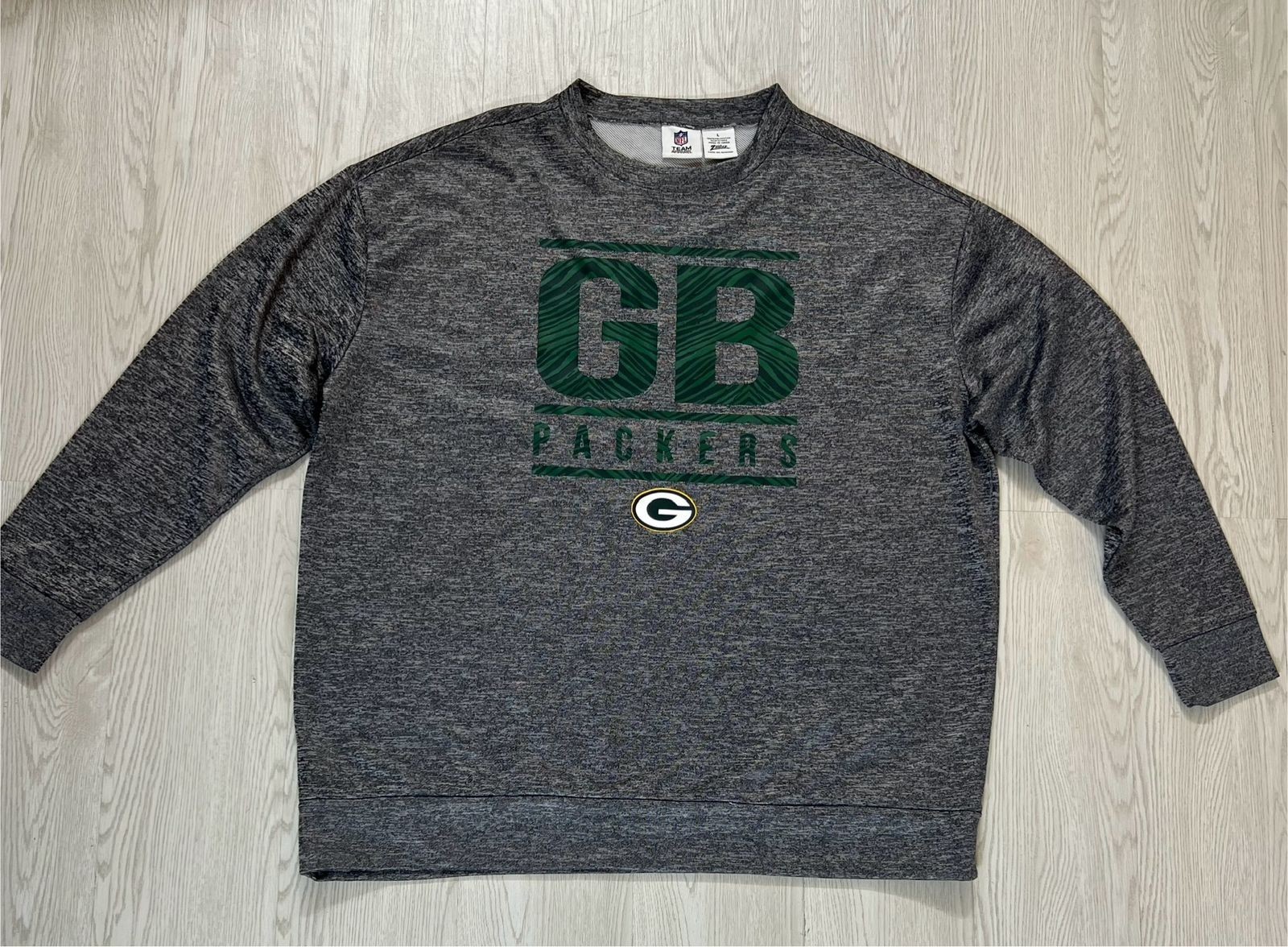 Green Bay Packers Crewneck Sweatshirt Mens Large NFL Team Apparel Zubaz Gray 2XL