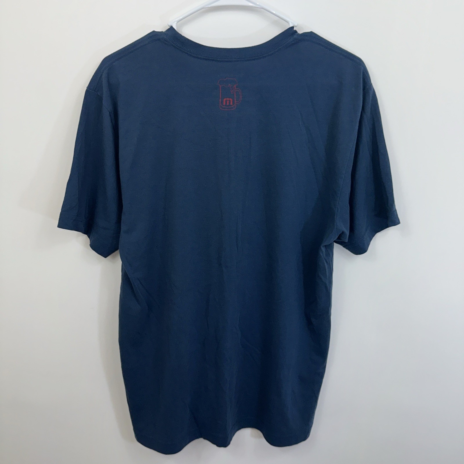 Travis Mathew Missed the Cut Men’s Medium Navy Blue Red 50/50 Blend S/S T-shirt