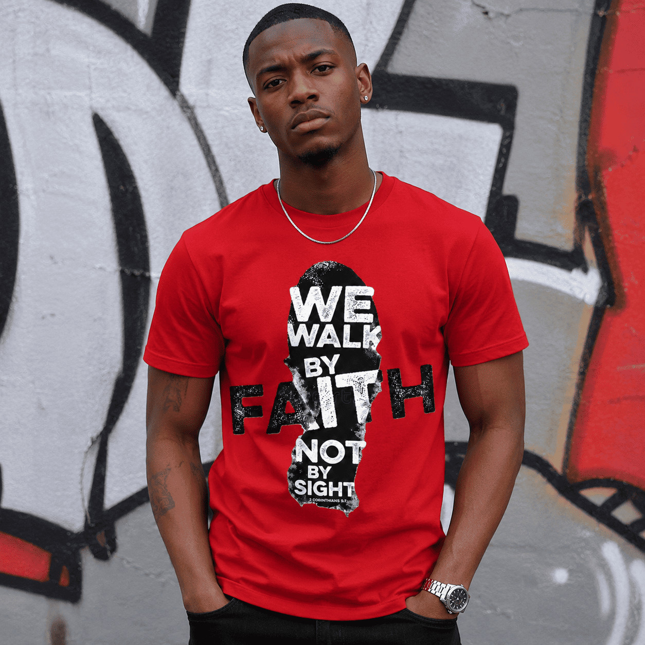 Men’s Christian Graphic Print Casual Crew Neck T-Shirt Streetwear Fashion Tee