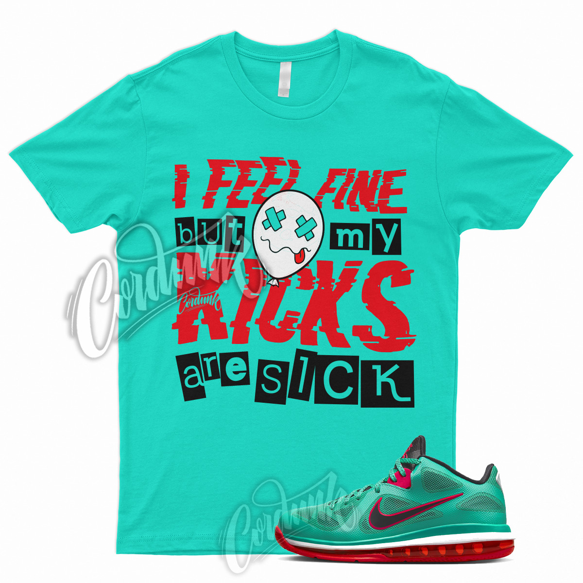 New SICK T Shirt for LeBron 9 Low Reverse Liverpool Green Black Action Red 1