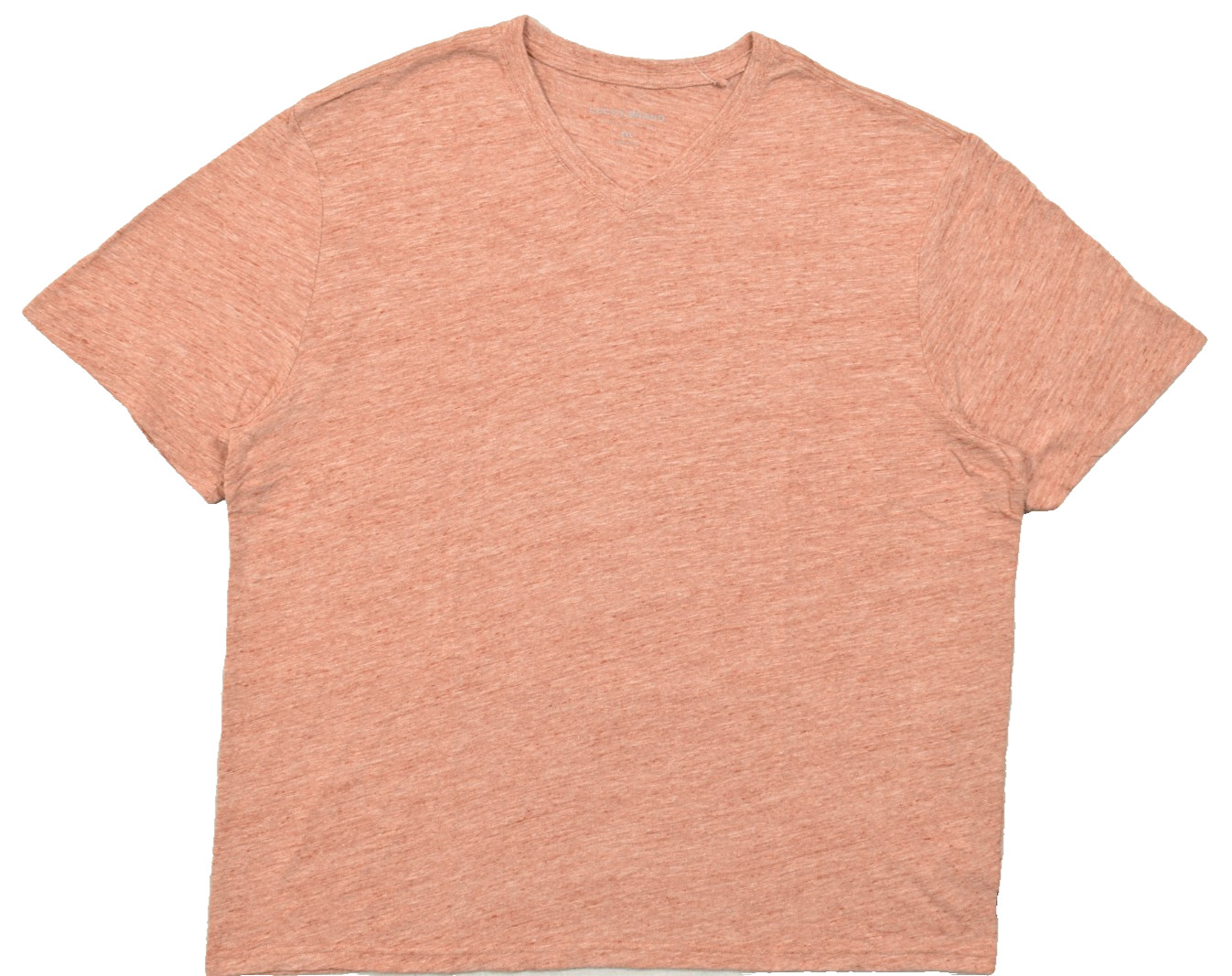 Lucky Brand Men’s T Shirt V Neck Short Sleeve Orange Linen Blend Size 2XL NEW