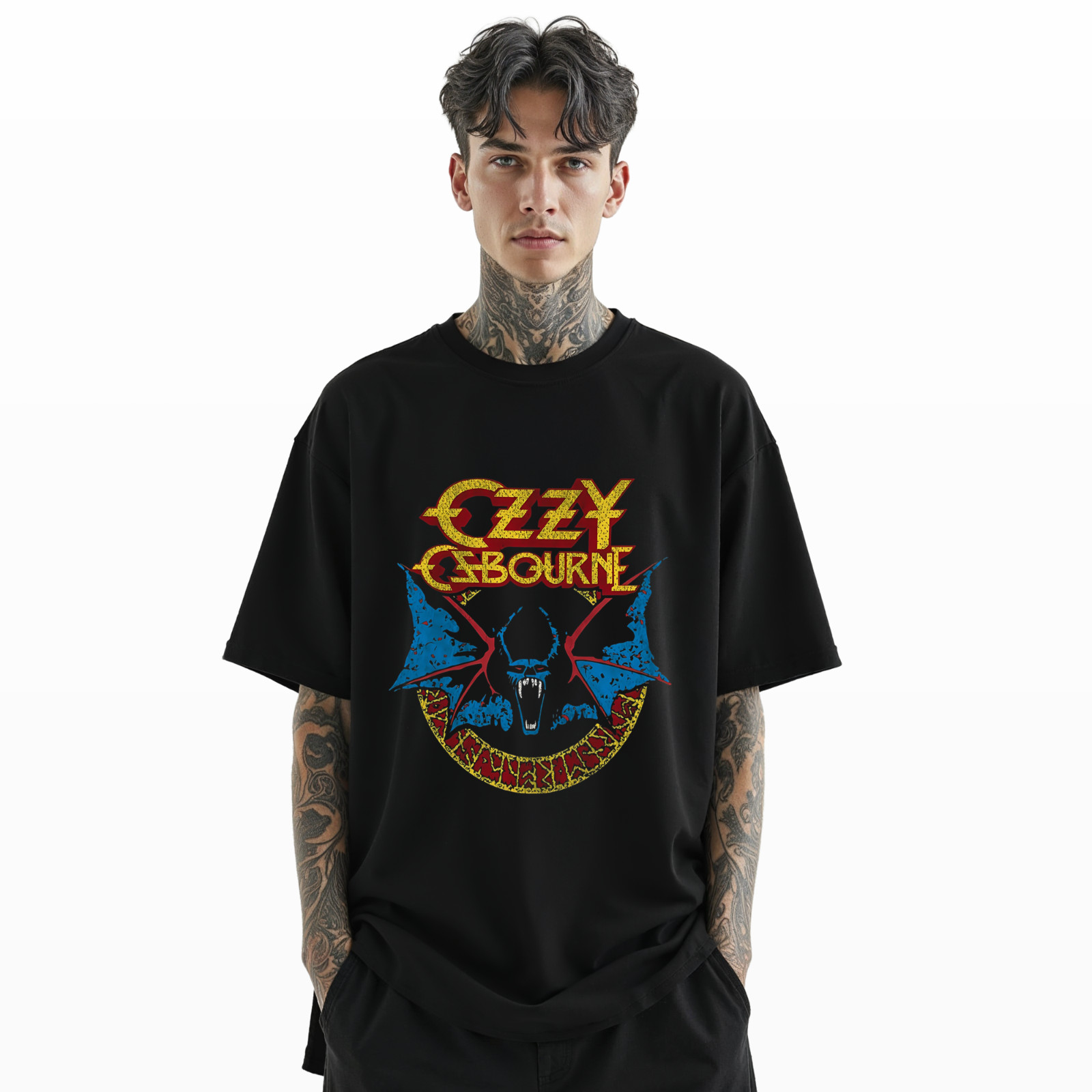 Ozzy Osbourne Heavy Metal Rock Band T-Shirt Vintage Distressed Graphic Tee A176
