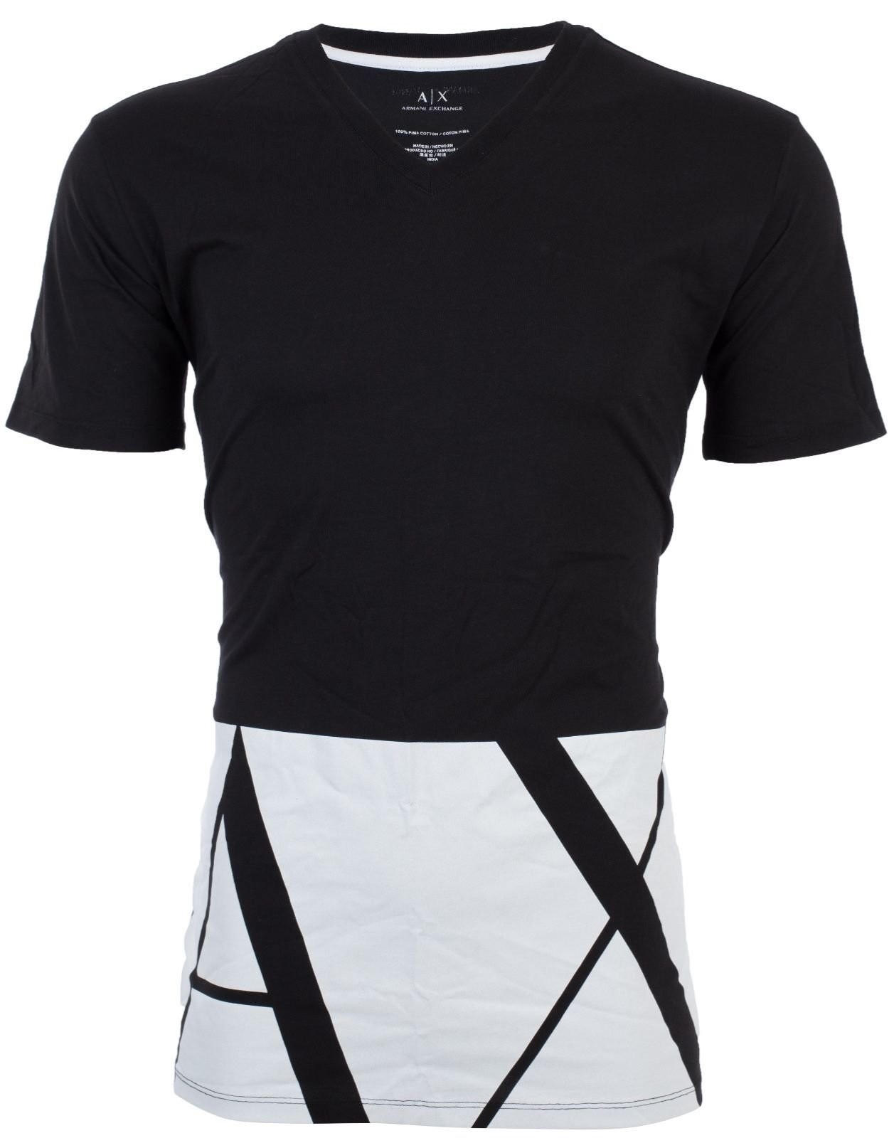 $45 ARMANI EXCHANGE Black HEM PRINT Short Sleeve OVERSIZED Fit T-shirt NWT
