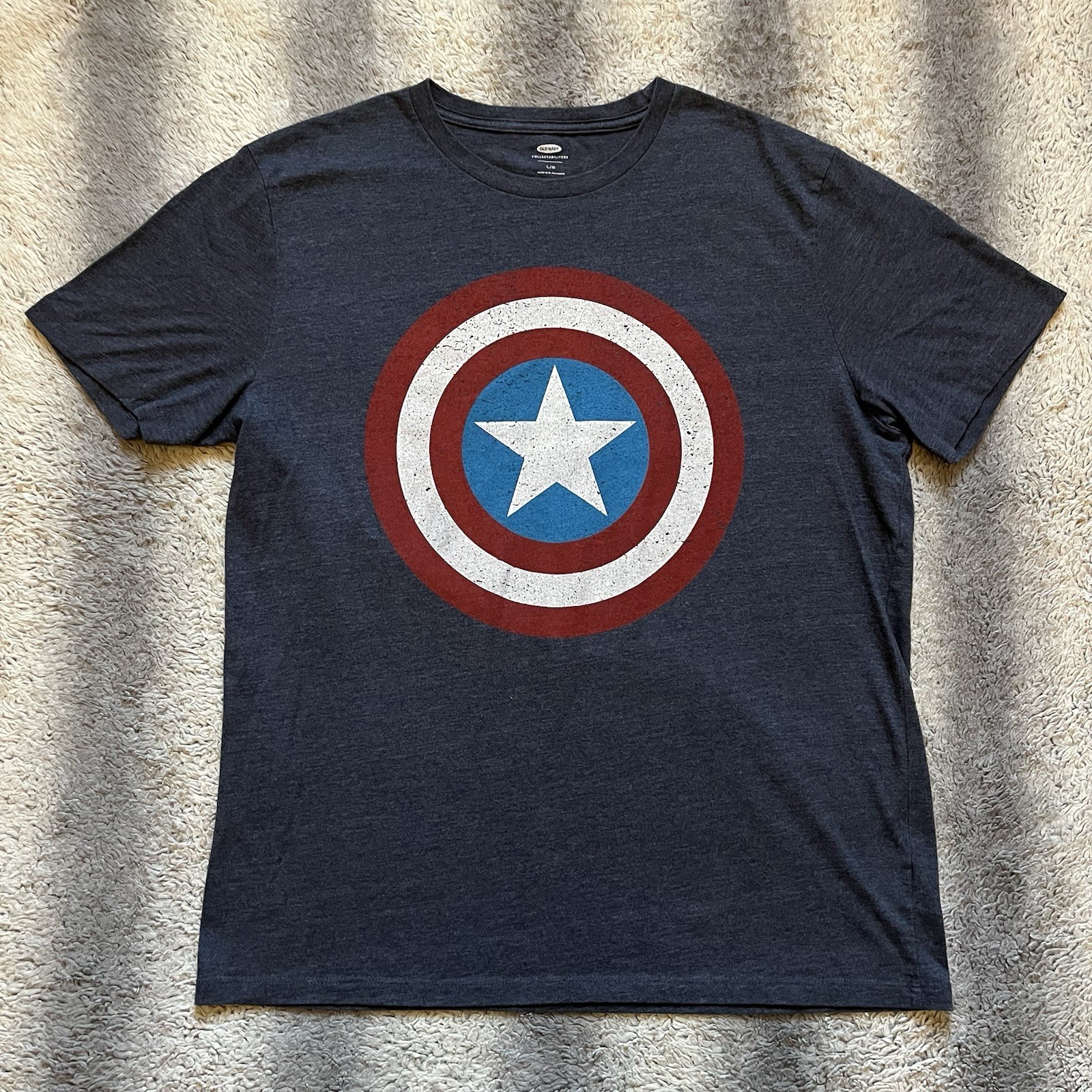 Marvels Captain America Shield Graphic T-Shirt Men’s Large Old Navy Blue Red Tee