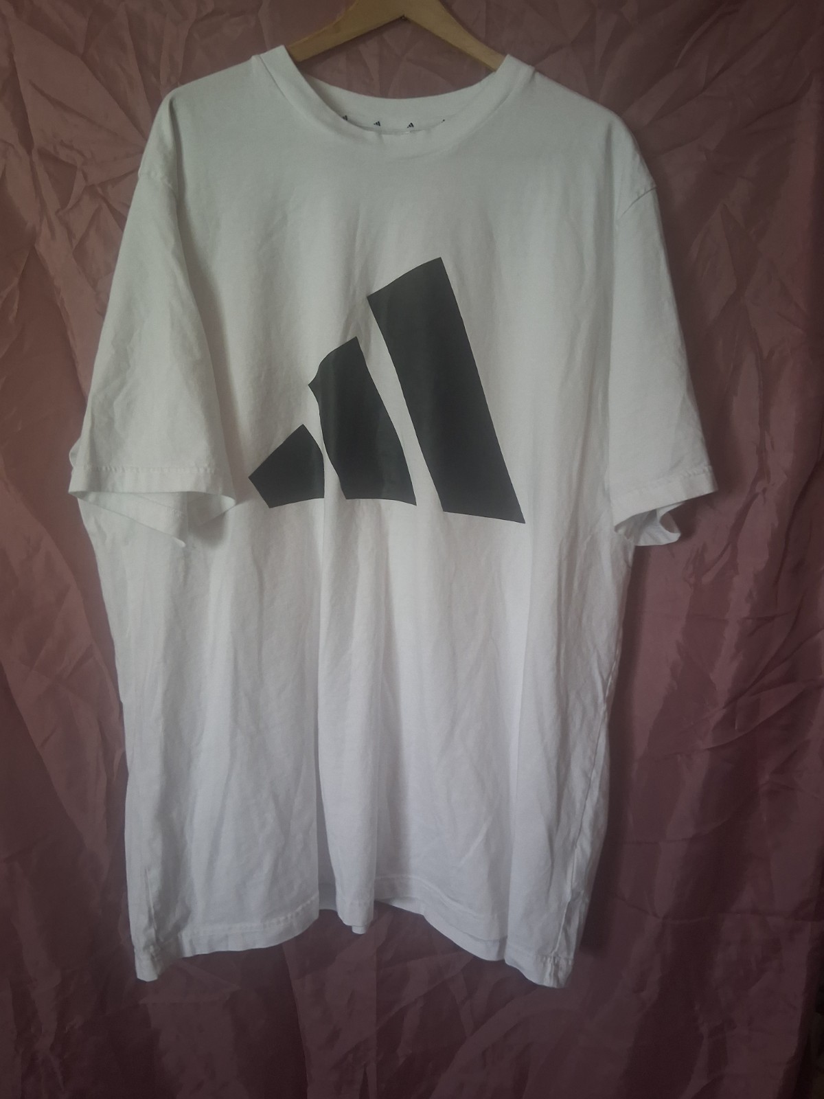 adidas Men’s Big & Tall White Solid Crew Neck Logo T-Shirt Short Sleeve 3XLT