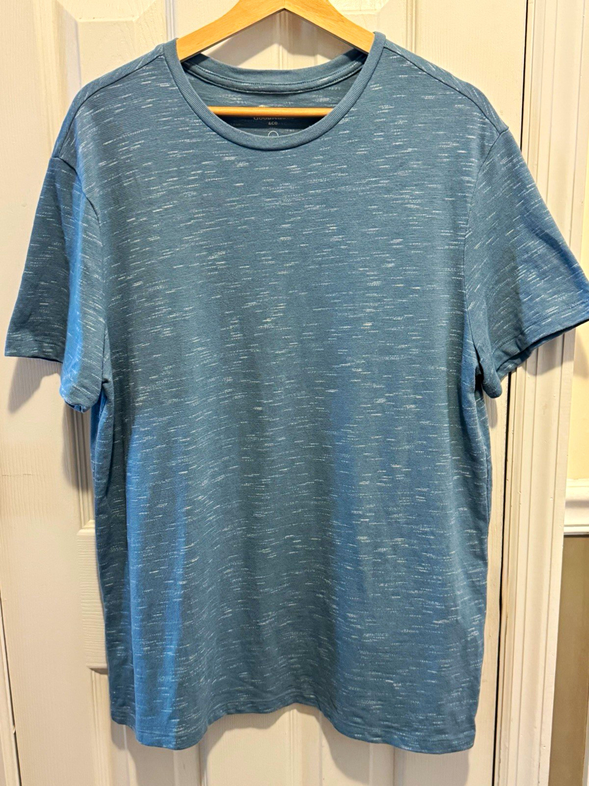 Goodfellow & Co Men’s Blue Heathered Crew Neck Short Sleeve T-Shirt L, Std Fit