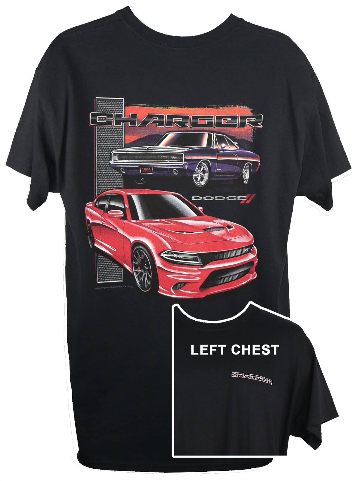 Dodge Charger Car Auto Graphic Cotton T-Shirt Black Official Licensed