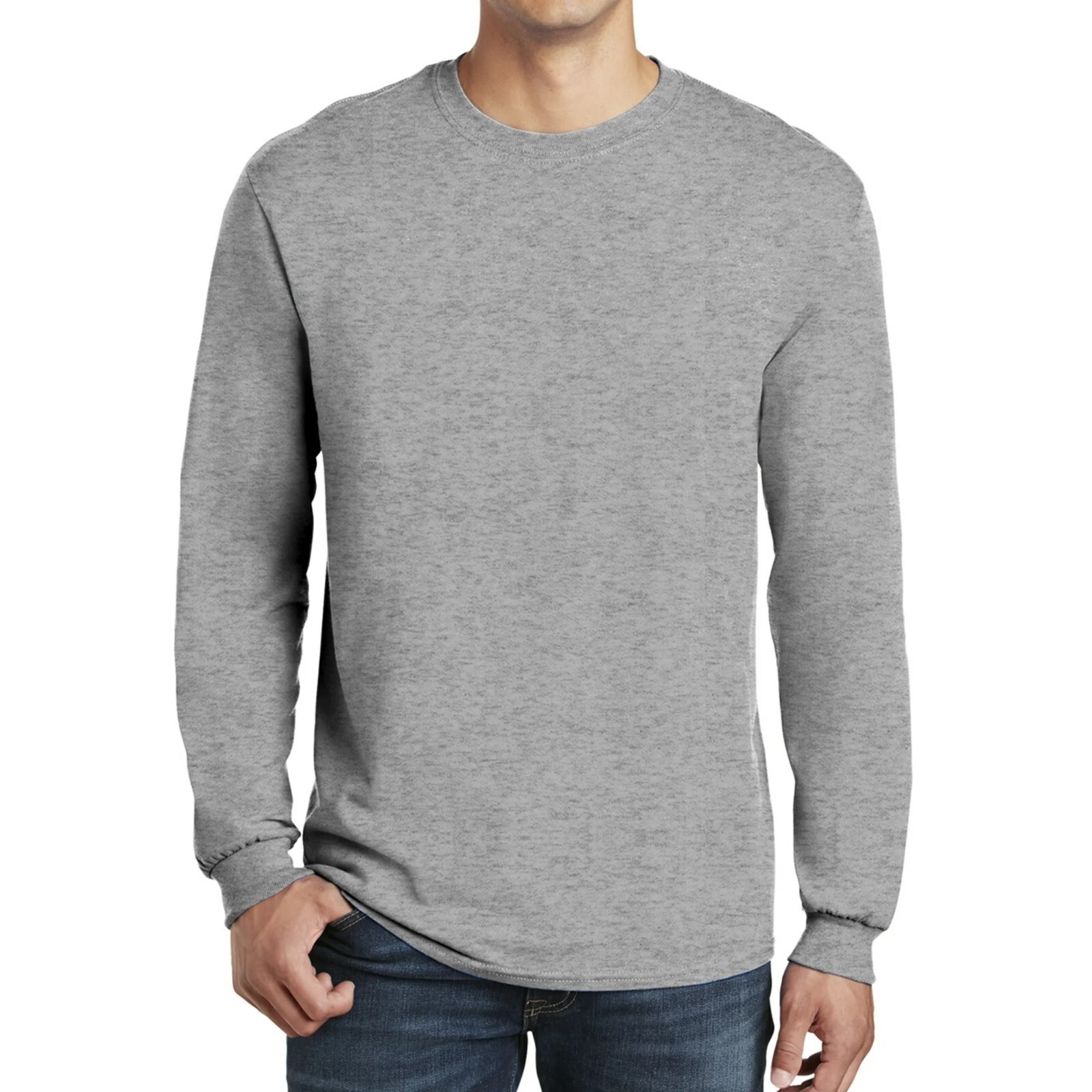 Gildan – Long Sleeve T-Shirt | 100% Heavy Cotton Long Crew Neck Tee – Sport Grey