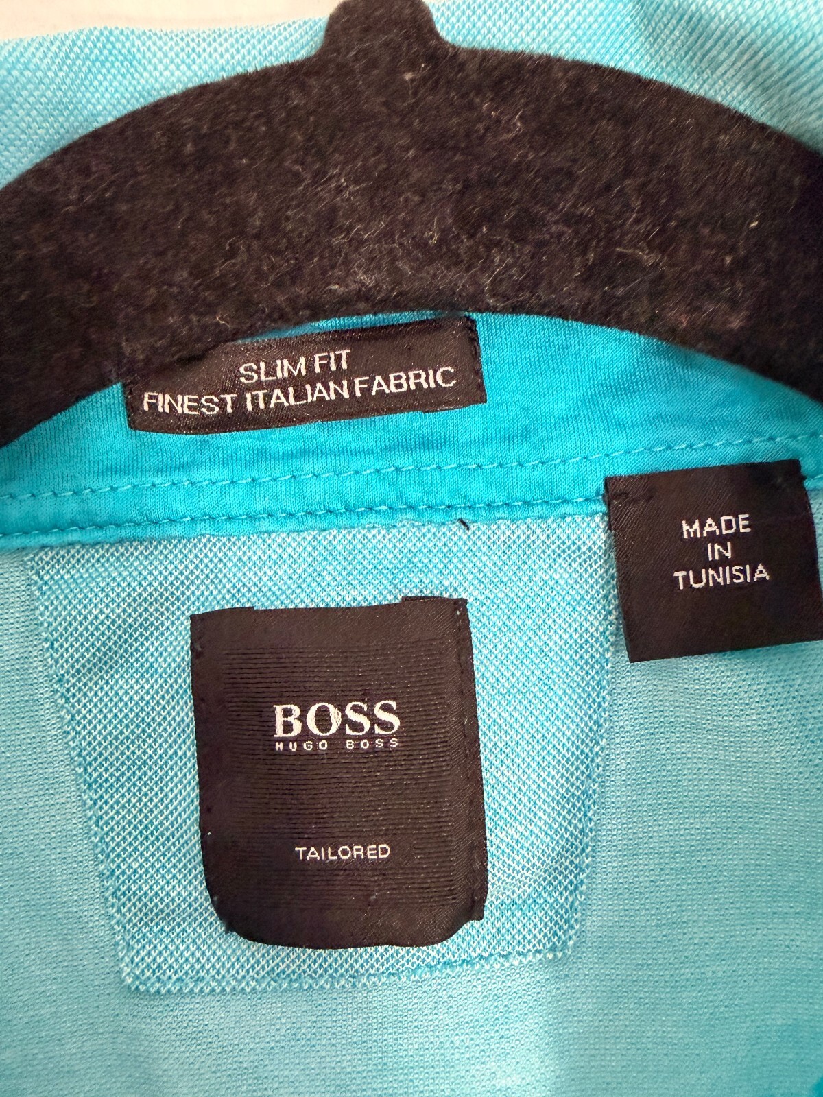 BOSS Hugo Boss Tailored Slim Fit Italian Fabric Blue Polo Shirt M 100% Cotton