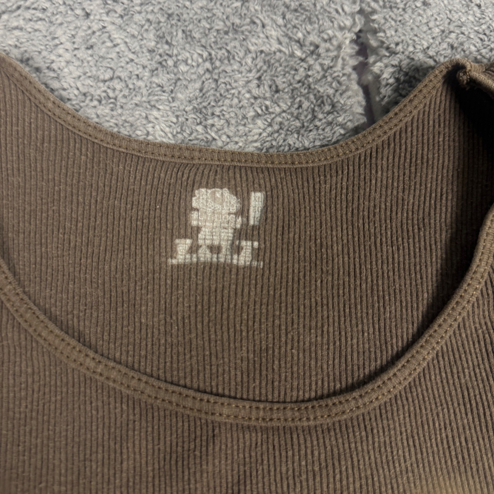 Fruit of the Loom Tank Top Brown Ribbed Lettuce Hem Basic Shirt XL