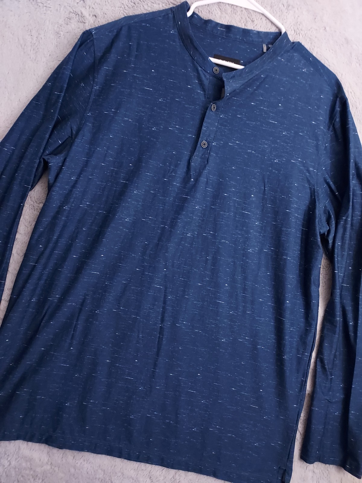 Bugatchi Shirt Mens Extra Large Ooohcotton Tech Band Collar Henley Performance