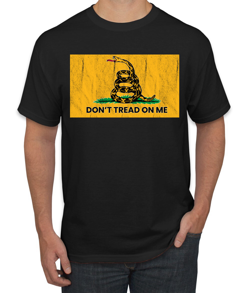 Dont Tread On Me Flag Snake and Grass Yellow Green Men TShirt