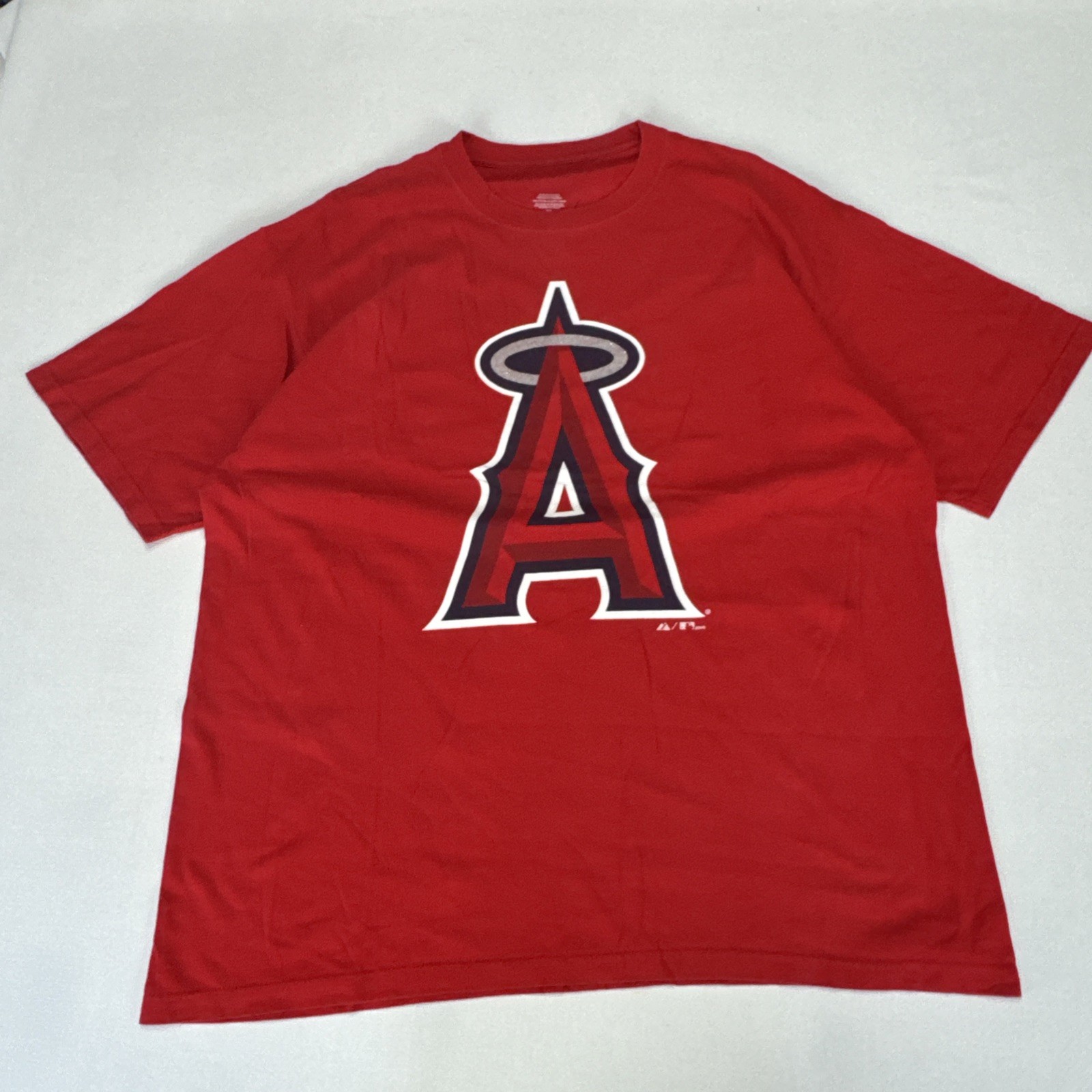 Vintage MAJESTIC T Shirt Size XL Red LA ANGELS Big A Silver Halo 2008 MLB