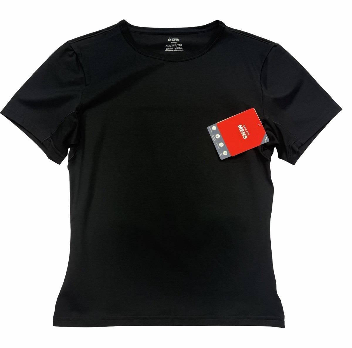 SPANX Men’s Sculpt Cotton Spandex Crew T Shirt Classic Black Size XXL