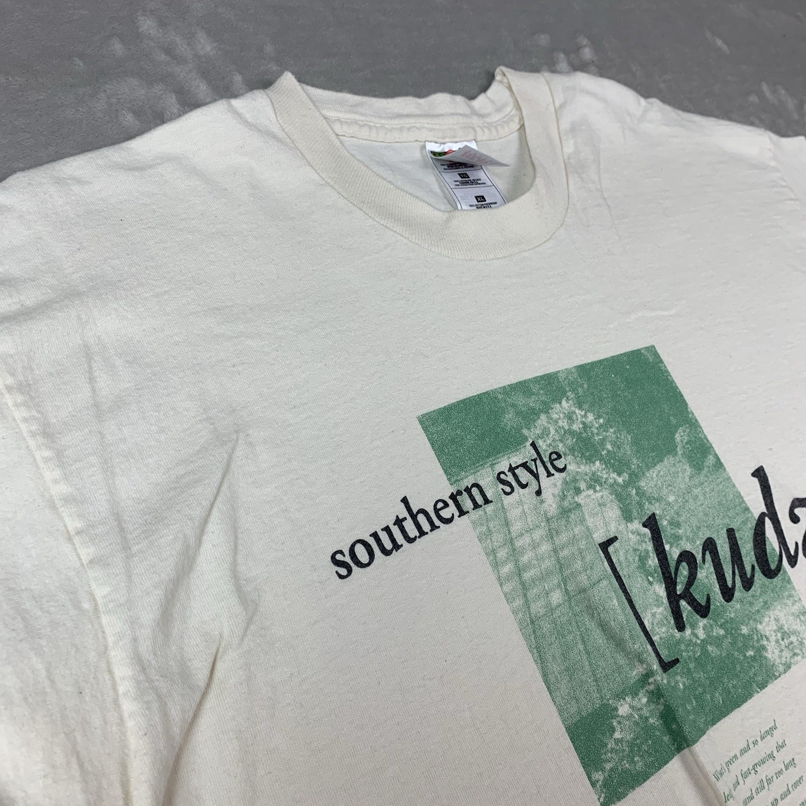 Vintage Fruit of the Loom Heavy Cotton T-Shirt XL Ivory Single Stitch USA Made