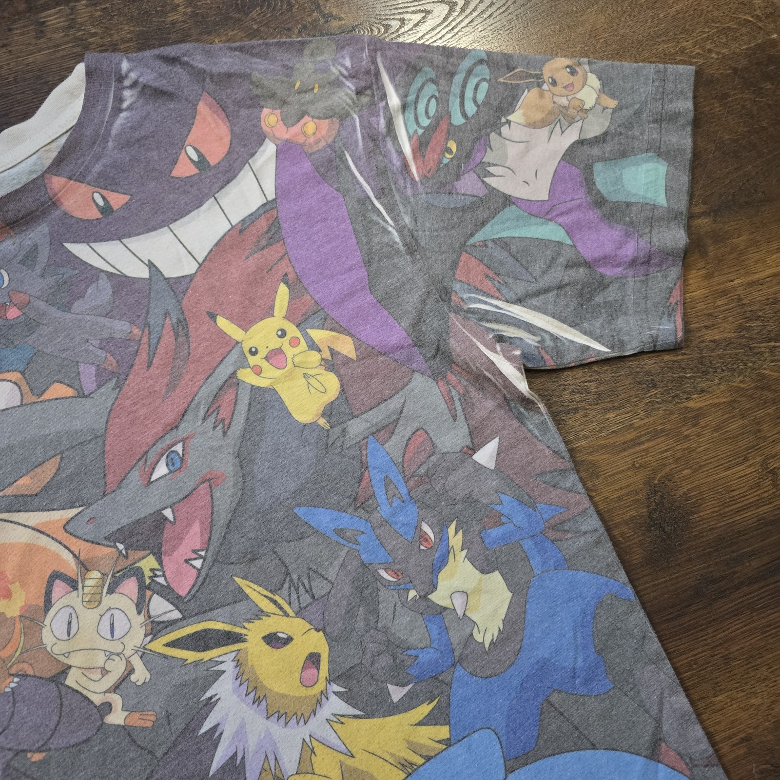 Pokemon Shirt Mens Medium Multicolor All Over Print Character Graphic Tee AOP