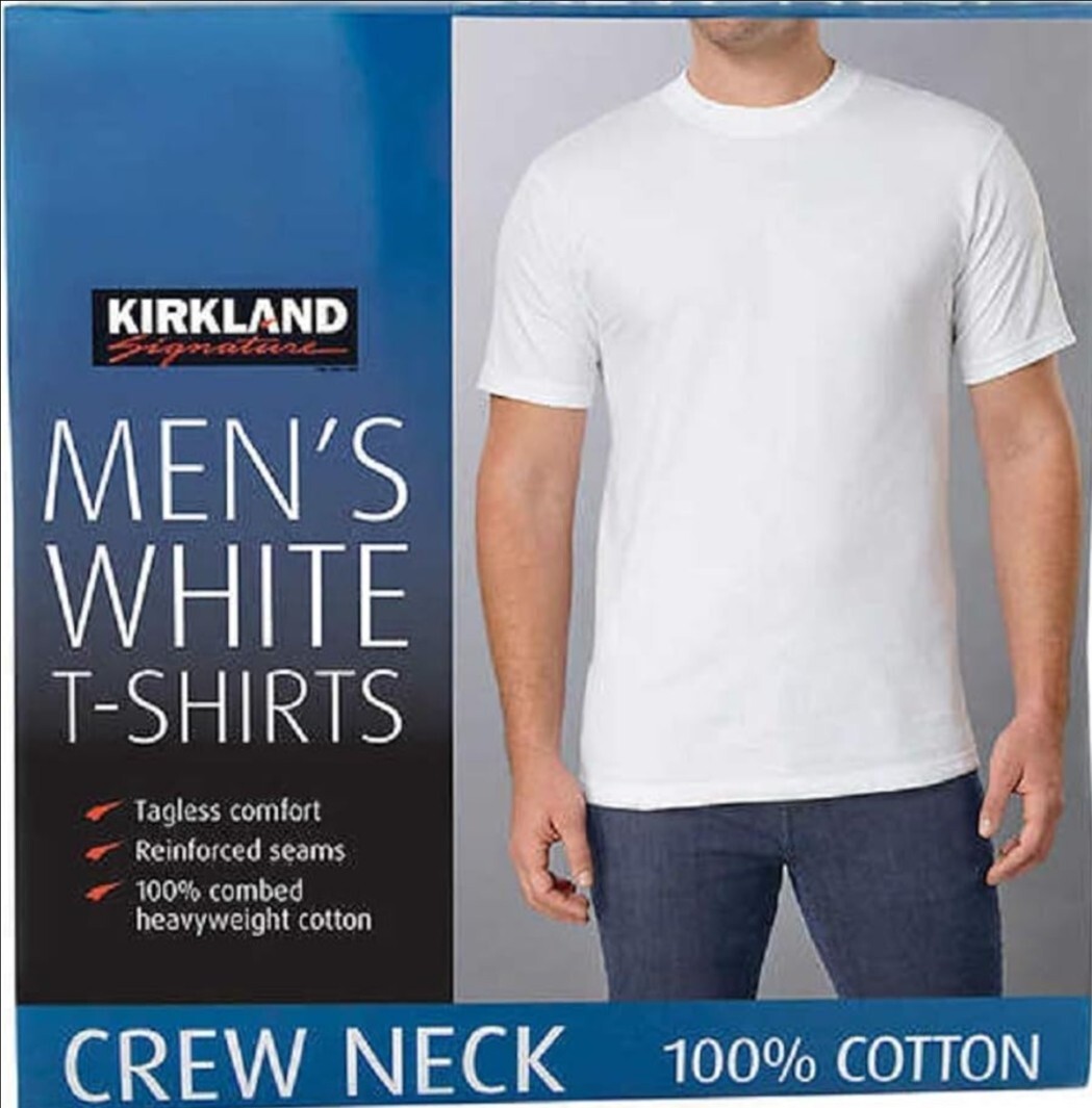 Kirkland Men’s Crew Neck Tees, 6-pack – White Size L