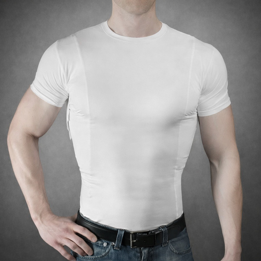 Men Tactical Concealed Carry Shirt Short Sleeve Hidden Holster Pockets