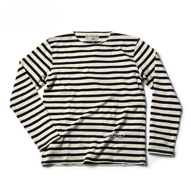 Bronson Mens Breton Striped Long Sleeve Shirt Causal French Sailor Naval T-Shirt