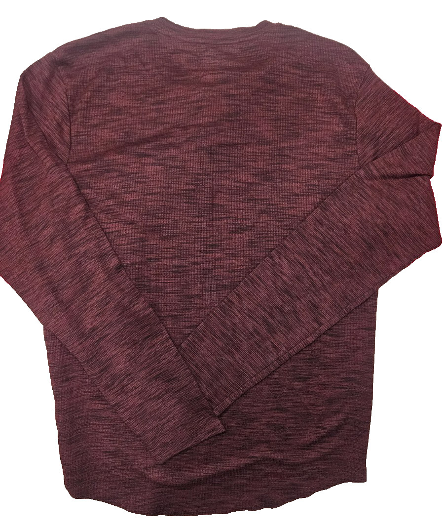 Carbon Men’s Long Sleeve XXL Henley Shirt Burgundy Waffle Knit 3 Buttons