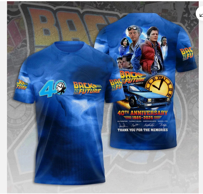 Back To The Future 40th Anniversary Movie 3D T Shirt Full Size S-3XL