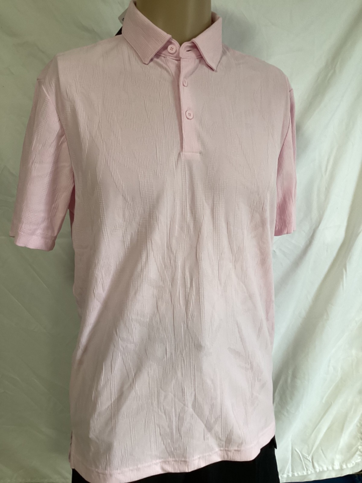 NEW adidas Men’s Go-To Textured Golf Polo Short Sleeve Shirt PINK Sz S MSRP $75