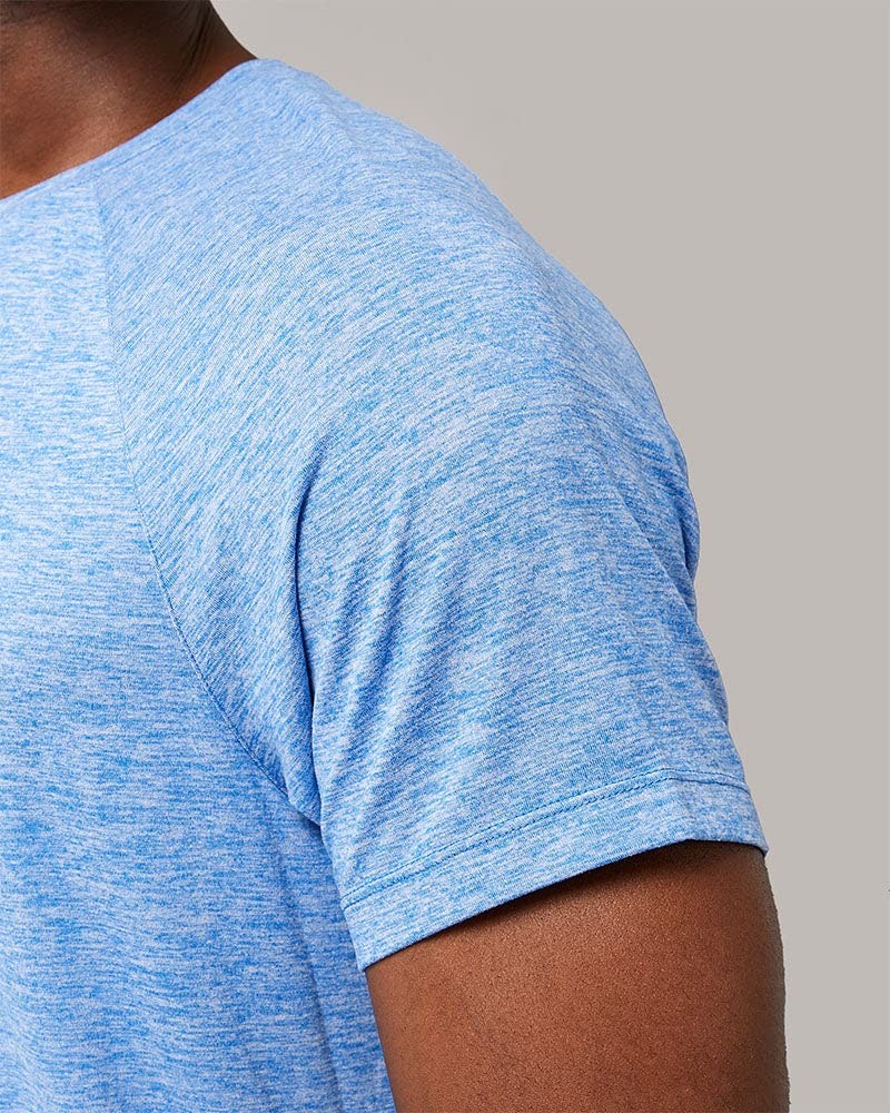 Cool Men’s Active T-Shirt | Raglan Short Sleeve | Quick Dry | Anti-Odor, Blue…
