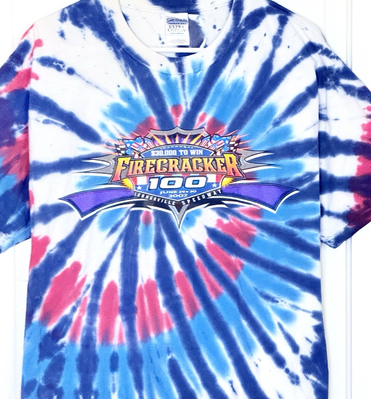 Vintage Fircracker 100 Tie-Dye Racing Tshirt 2007 Lernerville Speedway Large