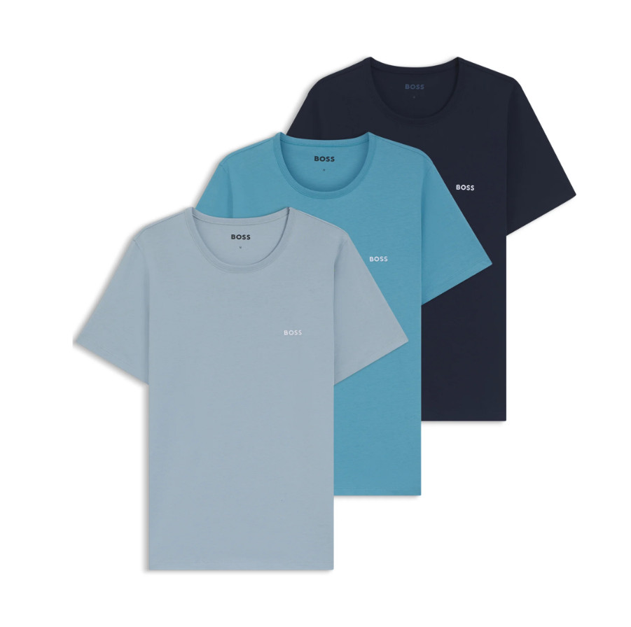 Mens T-Shirts BOSS Multicoloured 3 Pack Short Sleeve With Logo – Size M