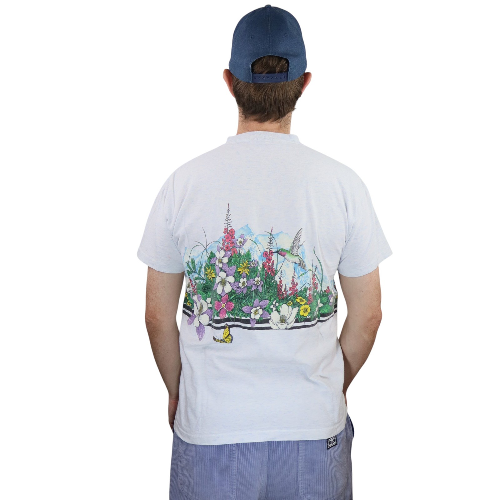 Vtg Hummingbird Habitat Nature T Shirt Mens Large Floral USA Tee Single Stitch