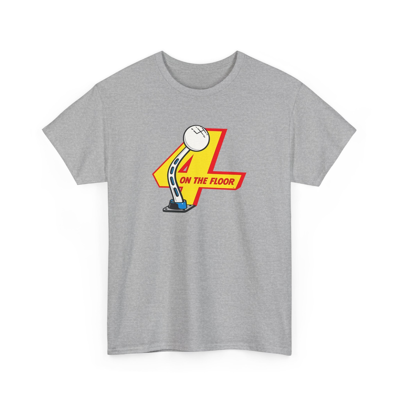 4 On The Floor Shifter T-Shirt | Retro Muscle Car 4 Speed Cartoon Graphic Tee