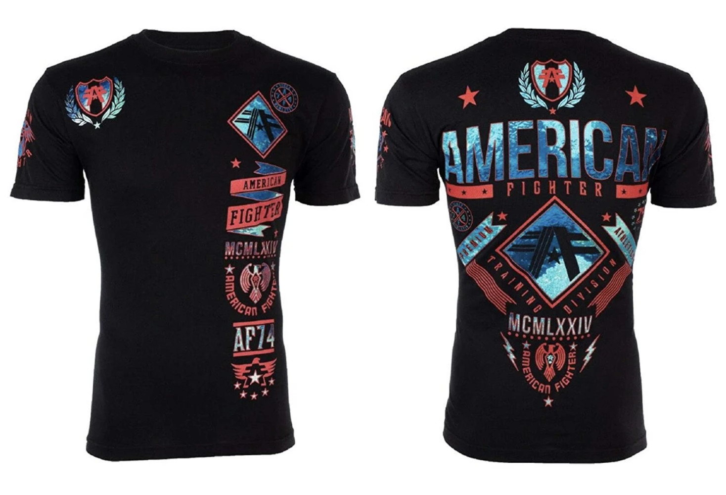 AMERICAN FIGHTER Men’s T-Shirt LANDER Biker Black Athletic MMA S-4XL